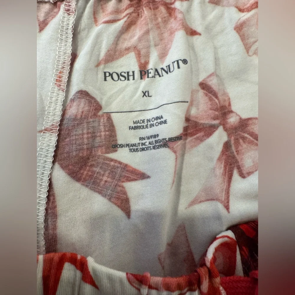 NWT Posh Peanut Holiday Christmas Red Bow Women’s Luxe Pajama Pant Set w/ Pocket - Picture 13 of 16